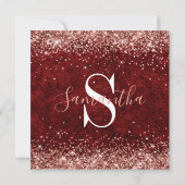 Roos Gold Glitter Burgundy Leather 40th Birthday Kaart (Achterkant)