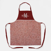 Roos Gold Glitter Burgundy Monogram op persoonlijk Schort (Voorkant)