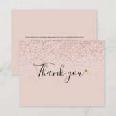 Roos Gold Glitter Business Bedankkaart (Voorkant / Achterkant)