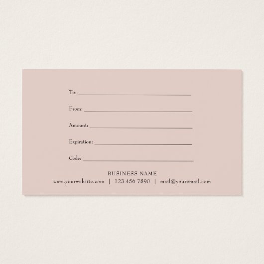 Roos Gold Glitter Business Cadeaubon Visitekaartje (Achterkant)