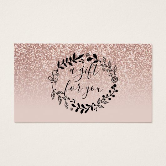 Roos Gold Glitter Business Cadeaubon Visitekaartje (Voorkant)