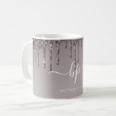 Roos Gold Glitter Business Personeel Uniform Monog Koffiemok (Voorkant links)