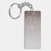 Roos Gold Glitter Business Personeel Uniform Monog Sleutelhanger (Voorkant Links)