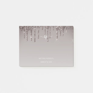 Roos Gold Glitter Business Personeelsmonogram Post-it® Notes