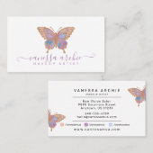 Roos Gold Glitter Butterfly Logo Visitekaartje (Voorkant / Achterkant)