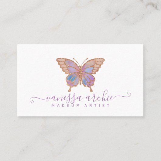 Roos Gold Glitter Butterfly Logo Visitekaartje (Voorkant)