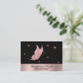 *~* Roos Gold Glitter Butterfly Mystical Magical Visitekaartje (Staand voorkant)