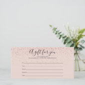 Roos Gold Glitter Cadeaubon (Staand voorkant)