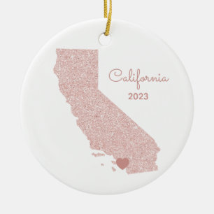Roos Gold Glitter California Vakantie Plaatsen Keramisch Ornament