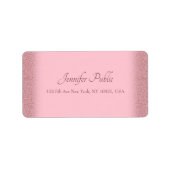 Roos Gold Glitter Calligraphy Script Name Sjabloon Etiket (Voorkant)