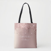 Roos Gold Glitter Canvas tas met aangepaste tekst (Voorkant)