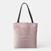 Roos Gold Glitter Canvas tas met aangepaste tekst (Achterkant)