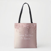 Roos Gold Glitter Canvas tas met aangepaste tekst (Voorkant)