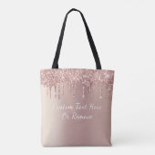 Roos Gold Glitter Canvas tas met aangepaste tekst (Achterkant)