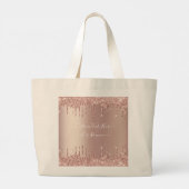 Roos Gold Glitter Canvas tas met aangepaste tekst (Achterkant)