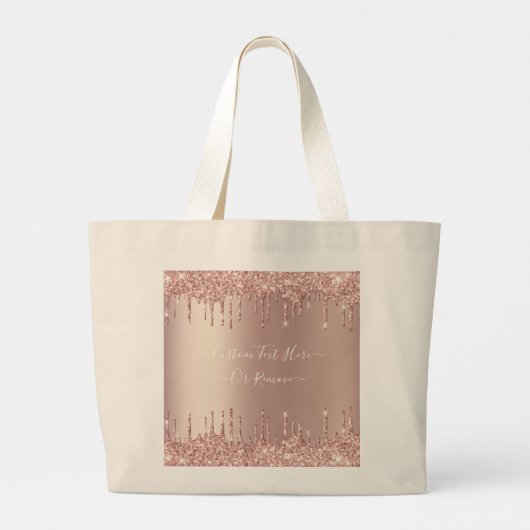 Roos Gold Glitter Canvas tas met aangepaste tekst (Achterkant)