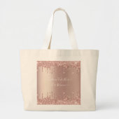 Roos Gold Glitter Canvas tas met aangepaste tekst (Voorkant)