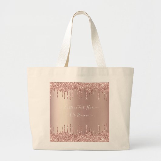 Roos Gold Glitter Canvas tas met aangepaste tekst (Voorkant)