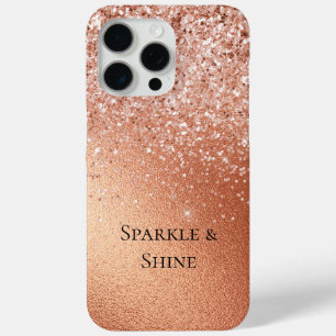 Roos Gold Glitter iPhone 15 Pro Max Hoesje