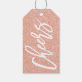 Roos Gold Glitter Cheers Gift label Cadeaulabel (Voorkant)