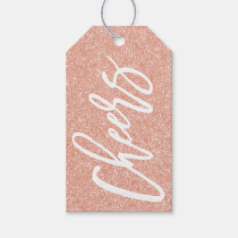 Roos Gold Glitter Cheers Gift label Cadeaulabel