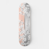 Roos Gold Glitter Cherry Blossom Monogram Girly Persoonlijk Skateboard (Voorkant)
