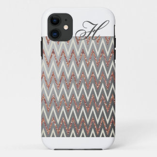 Roos Gold Glitter Chevron Monogram iPhone Case