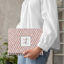 Roos Gold Glitter Chevron Pattern Monogram Notitieboek