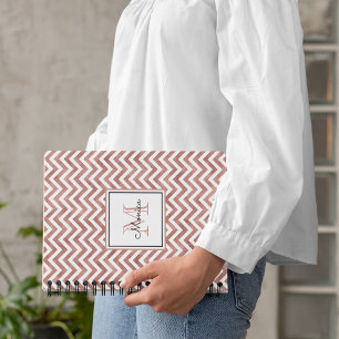 Roos Gold Glitter Chevron Pattern Monogram Notitieboek