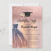 Roos Gold Glitter Chic Dress Afstudeerder Pet Afst Kaart (Voorkant)