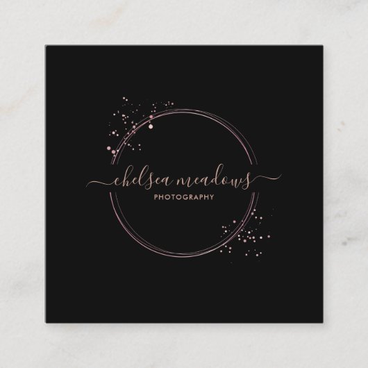 Roos Gold Glitter Circle Logo Visitekaartje (Voorkant)