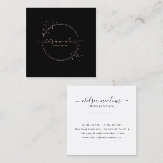 Roos Gold Glitter Circle Logo Visitekaartje (Voorkant / Achterkant)