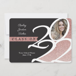 Roos Gold Glitter Class of 2022 Photo Afstuderen Aankondiging