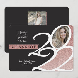 Roos Gold Glitter Class of 2022 Photo Afstuderen Aankondiging