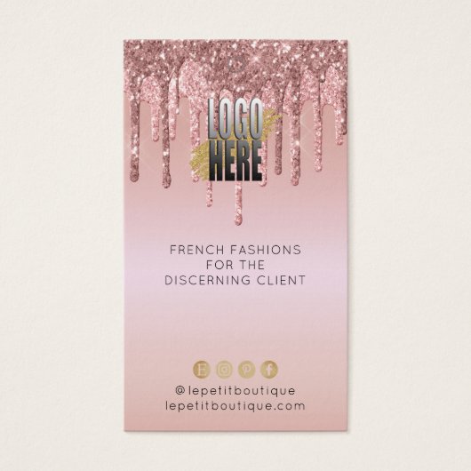 Roos Gold Glitter Clothing Price label met logo Visitekaartje (Voorkant)