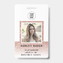 Roos Gold Glitter Company Security ID Foto naam Badge