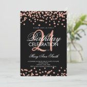Roos Gold Glitter Confetti 21st Birthday Black Kaart (Staand voorkant)