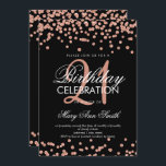 Roos Gold Glitter Confetti 21st Birthday Black Kaart<br><div class="desc">Elegant 21st Birthday Roos Gold Faux Glitter Confetti Black-uitnodigingen sjabloon. Geweldig voor 21ste verjaardagsfeestjes en nog veel meer!</div>