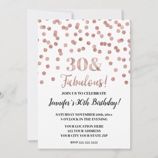 Roos Gold Glitter Confetti 30 en Fabulous Kaart (Achterkant)