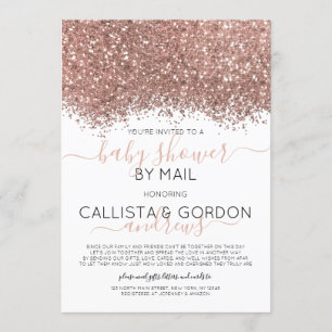 Roos Gold Glitter Confetti Baby shower per post Kaart