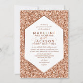 Roos Gold Glitter Confetti bruiloft uitnodigingen (Voorkant)