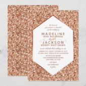 Roos Gold Glitter Confetti bruiloft uitnodigingen (Voorkant / Achterkant)