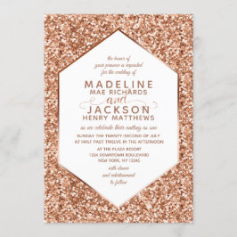 Roos Gold Glitter Confetti bruiloft uitnodigingen