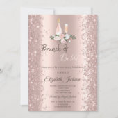 Roos Gold Glitter Confetti Brunch Vrijgezellenfees Kaart (Voorkant)