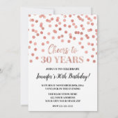 Roos Gold Glitter Confetti Cheers tot 30 jaar Kaart (Achterkant)