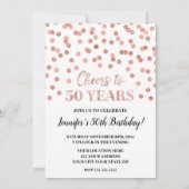 Roos Gold Glitter Confetti Cheers tot 50 jaar Kaart (Achterkant)