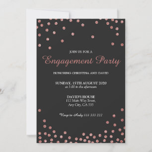 Roos Gold Glitter Confetti Engagement Party Kaart