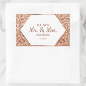 Roos Gold Glitter Confetti Glam De Nieuwe Mr & Mrs Rechthoekige Sticker (Tas)