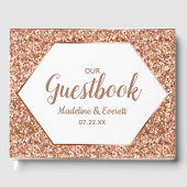 Roos Gold Glitter Confetti Glam Weddenschap Gastenboek (Voorkant)