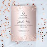 Roos gold glitter confetti hebrew name Bat Mitzvah Kaart<br><div class="desc">Elegant roos gold glitter metallic folie en confetti Star van David met Hebreeuwse naam Bat Mitzvah en roos gold glitter confetti. Een simpele en chic uitnodiging.</div>